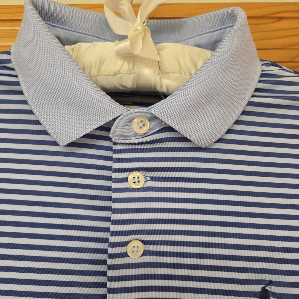 Blue Striped Polo Shirt Size M Performance Excellent Condition